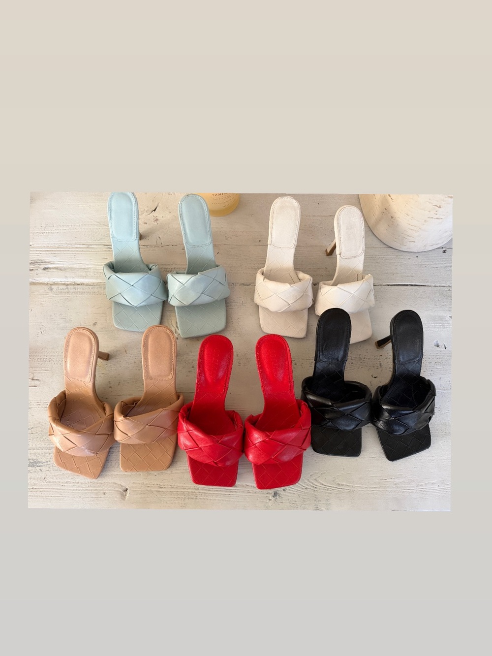 BUNDLE STEAL!!!!!!Women's Braided Square-Toe Heeled Sandals - Red, Black, Nude,